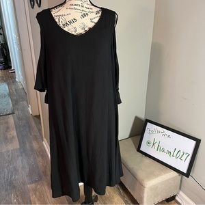 Soft Surroundings Black Cold Shoulder Tassle Back Dress. Size Medium NWOT